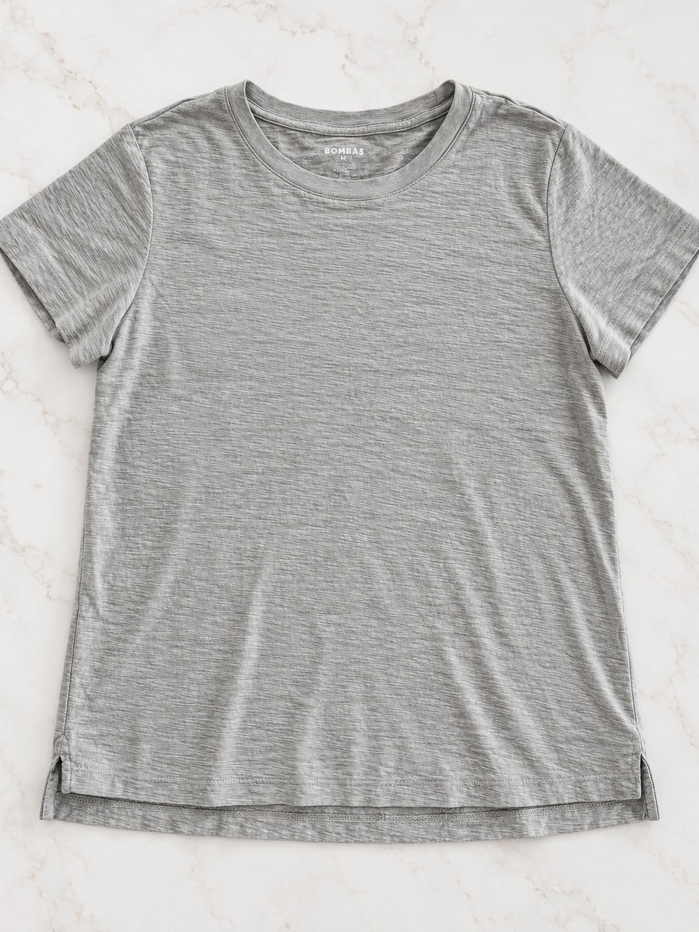 Bombas Air Slub Crew Neck T-Shirt Gray Size M 100% Cotton